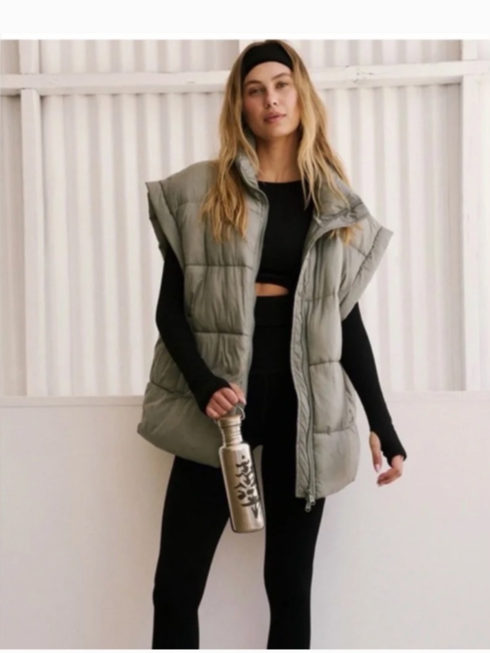 FP Movement by Free People In A Bubble Puffer Vest in Grayed Olive xs